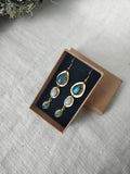 Brincos Lithe com Labradorite e Pedra da Lua