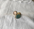 Anel Yugen com Cianite Verde e  Morganite