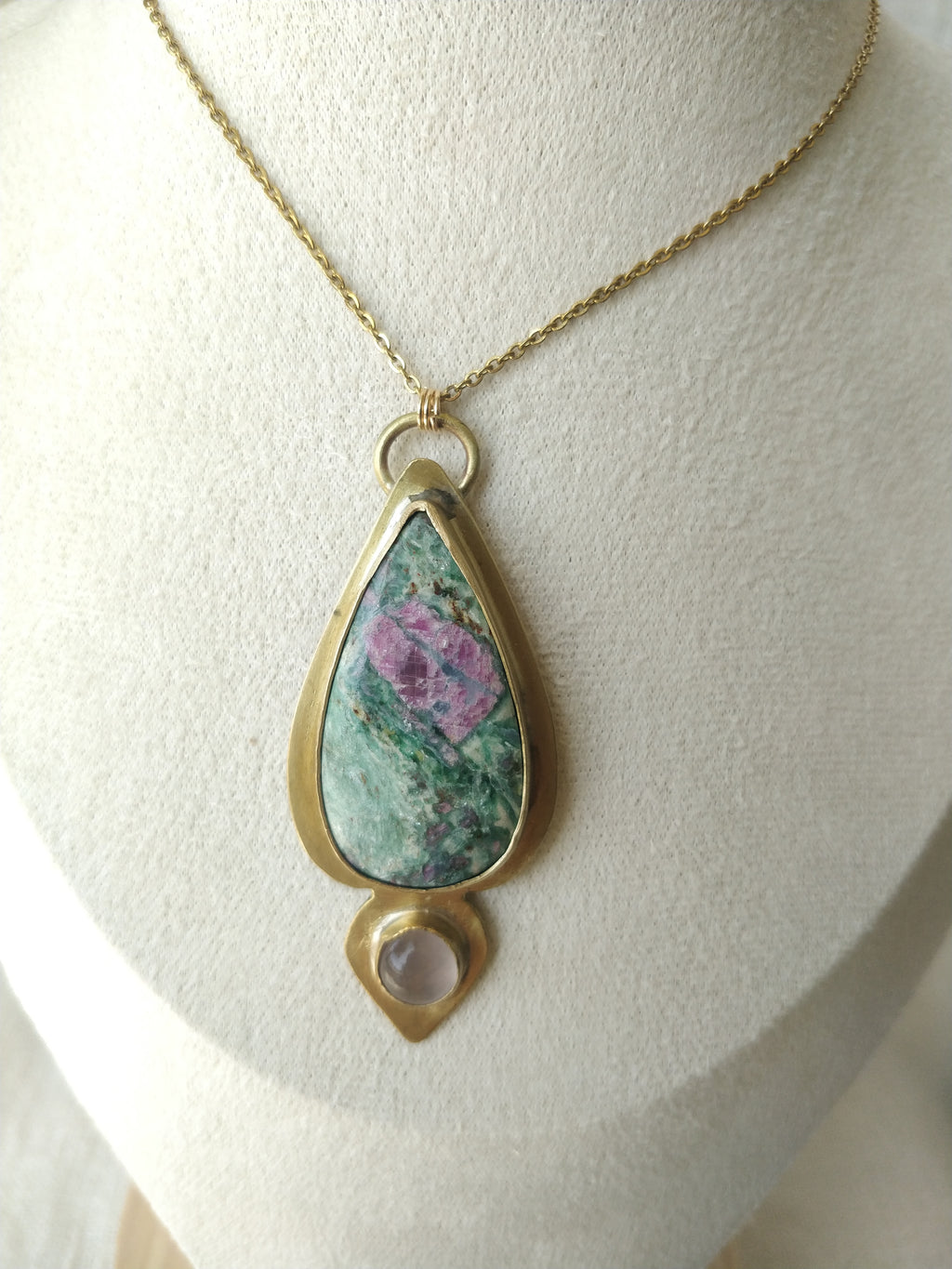 Hanabira Necklace with Ruby Fuchsite and Rose Quartz