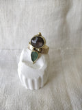Flora Ring with Star Ruby and Green Quartz